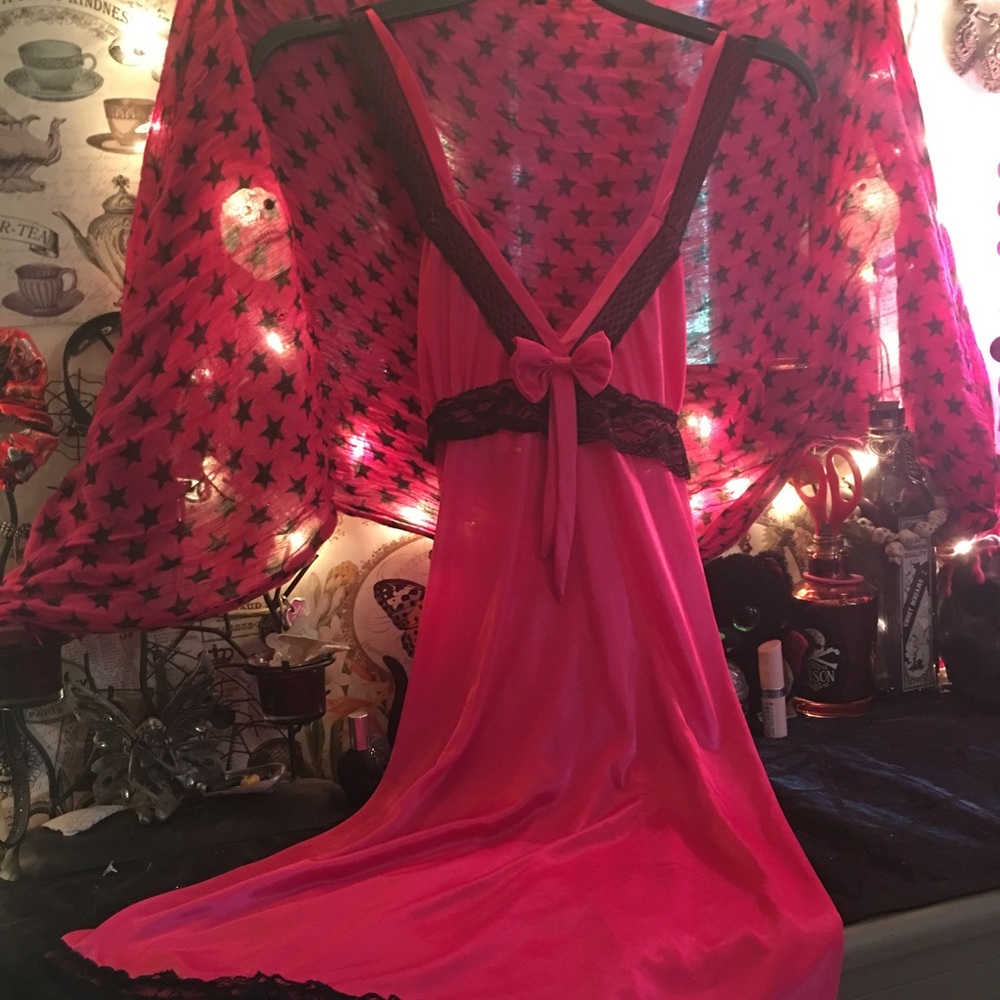 Cute and sexy pink sheer nightgown